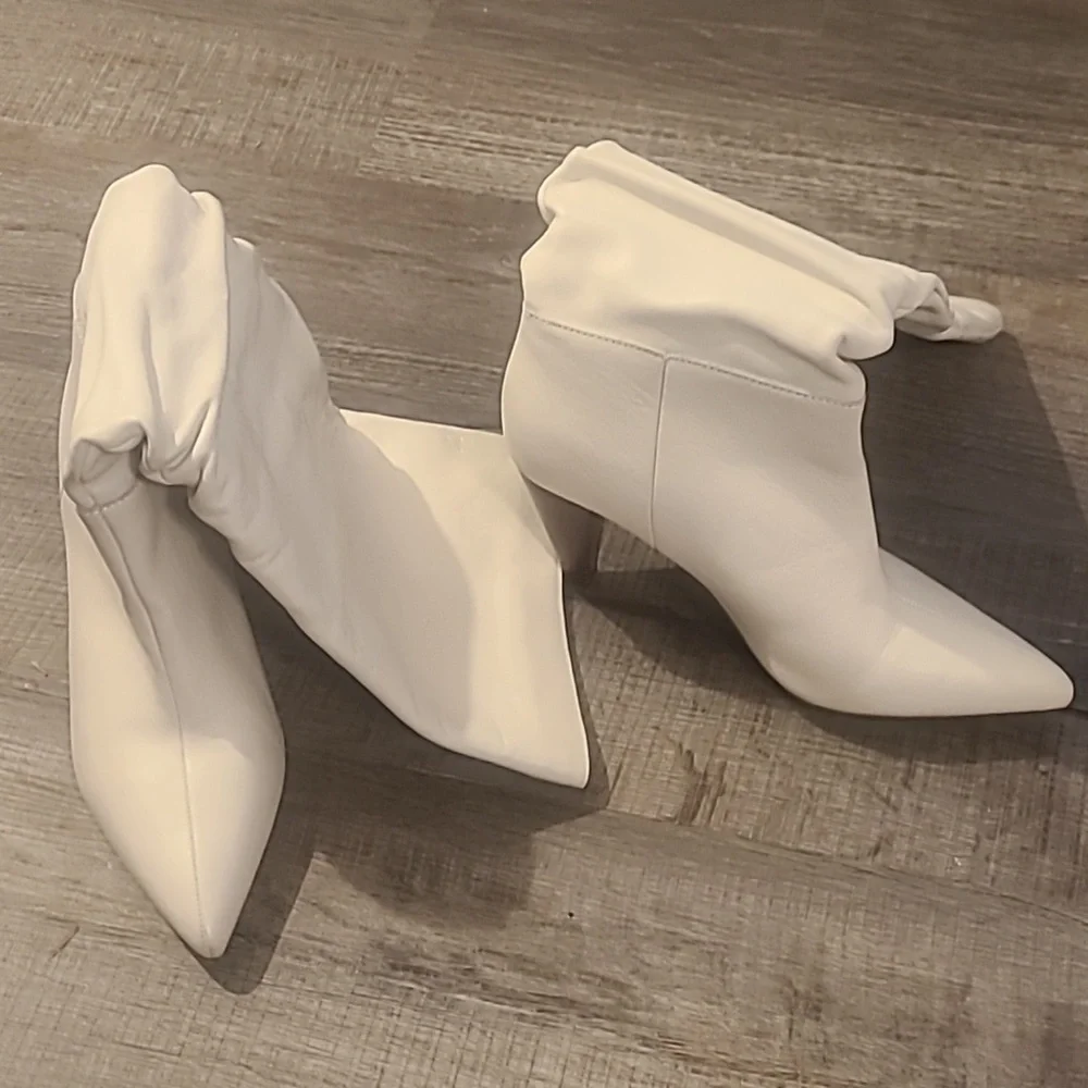 GUC Kensie Kalani Ivory Leather Knee High Boots Soft Slouchy Women's Sz 8M - Picture 1 of 10